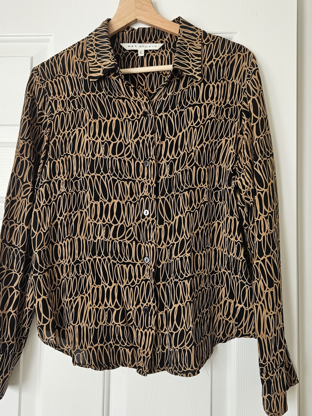 Max Studio - Print Button-Up Shirt 100% Silk
